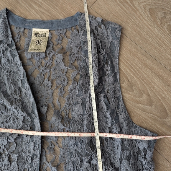 Grey Blue Lace Duster Vest - XL - Picture 7 of 7